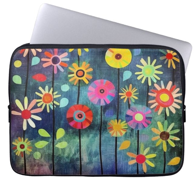 Bohemian Flowers Colorful Laptopschutzhülle (Vorderseite)