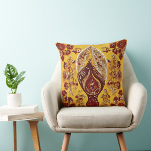 Bohemian Gelb & Marone Floralkissen Kissen