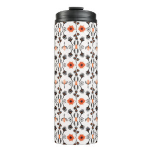 Bohemian gestreift floral: handgezeichnet vintage. thermosbecher