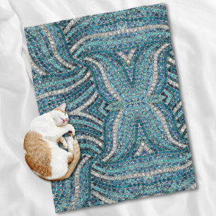 Bohemian Girly Chic Silver Grey Turquoise Fleecedecke