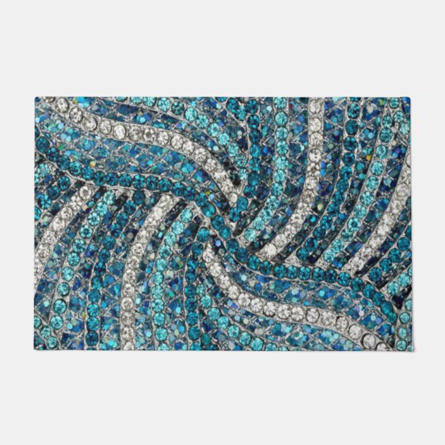 Bohemian Girly Chic Silver Grey Turquoise Fußmatte (Vorderseite)