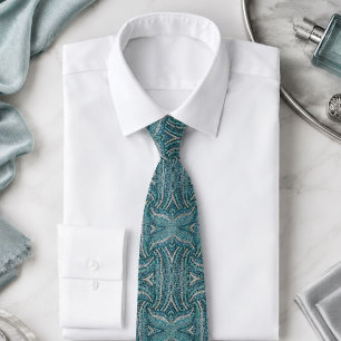 Bohemian Girly Chic Silver Grey Turquoise Krawatte