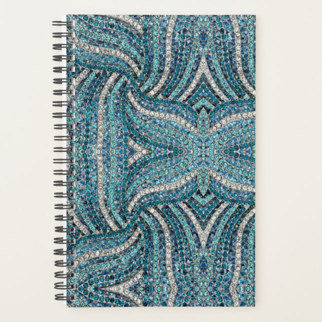 Bohemian Girly Chic Silver Grey Turquoise Planer (Vorderseite)