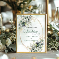 Bohemian Grün Gold Tisch Hochzeitsschild 20x25cm