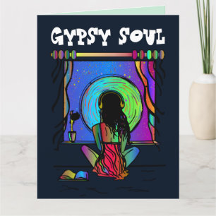 BOHEMIAN LADY GYPSY SOUL ANNIVERSAIRE GRANDE CARTE