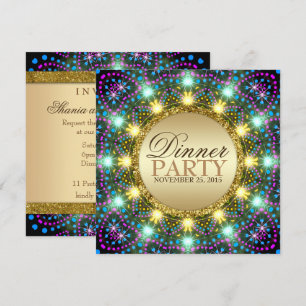 Bohemian Lights Gold Glitz Farben Einladung