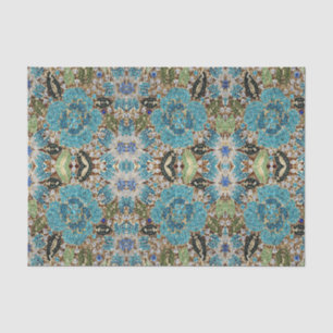 bohemian mädchenhafte silberne türkisblaue Blume Seidenpapier