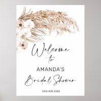 Bohemian Orchard Pampas Bridal Shower Welcome Sign