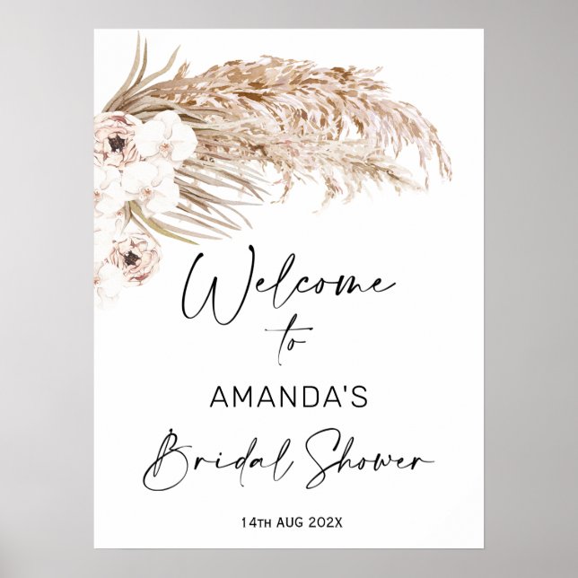 Bohemian Orchard Pampas Bridal Shower Welcome Sign Poster (Vorne)