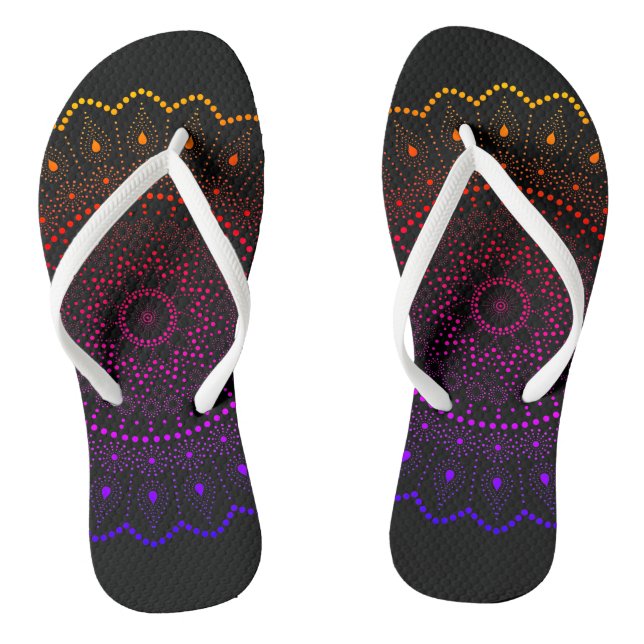 Bohemian Rainbow Mandala Dot Pattern Flip Flops (Fußbett)