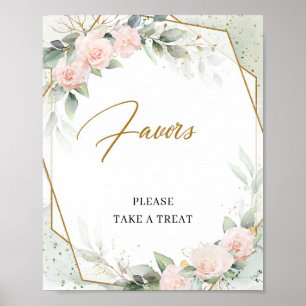 Bohemian rosa Rosen Grünzeug und gold Geschenke Sc Poster