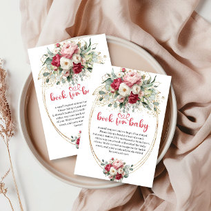 Bohemian Ruby Red Blush Gold Rosen Buch für Baby Begleitkarte