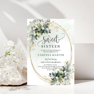 Bohemian Sage Grün Sweet 16 Watercolor Einladung