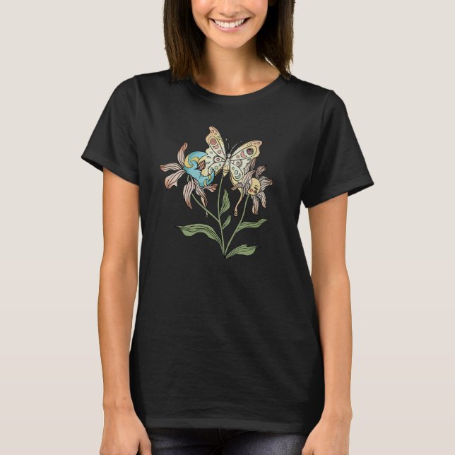 Bohemian Sun And Moon Butterfly Crescent Moon Phas T-Shirt (Vorderseite)