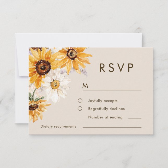 Bohemian Sunflower Wedding  RSVP Karte (Vorderseite)