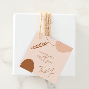 Bohemian Tan Braune Hochzeitspaare Dankeschön  Geschenkanhänger