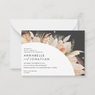 Bohemian Terracotta Pampas Gras Hochzeit ni Mitteilungskarte