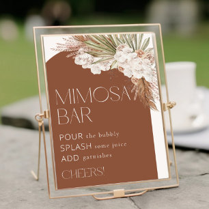 Bohemian Terrakotta Blumen- und Federn Mimosa Bar Poster