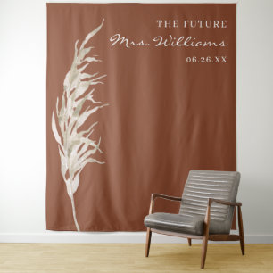 Bohemian Terrakotta Pampas Gras Hochzeitskulisse Wandteppich