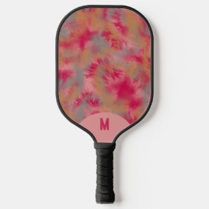 Bohemian Tie-Dye Lebendiges Rosa Monogramm Pickleball Schläger