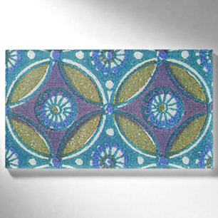 Bohemian-Türkis- und violettes mosaikartiges Blume Namenschild