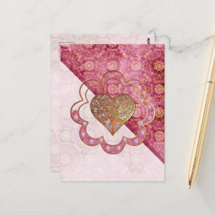 Bohemian Valentine Whimsy 3D  Postkarte