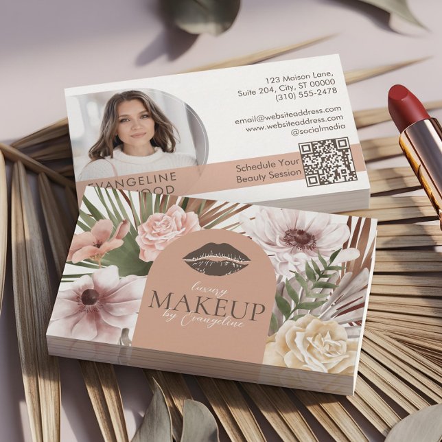Bohemian Watercolor Boho Floral Beauty Makeup Spa Visitenkarte (Bohemian Watercolor Boho Floral Eyelash Extensions Business Card1)