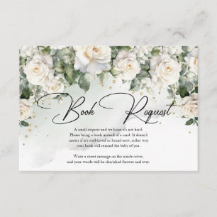Bohemian weiße Rosen Eukalyptus grün und gold Begleitkarte