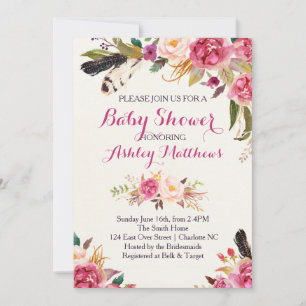 bohemianische florale Babyparty-Einladung Einladung