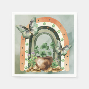 Bohemianische grüne Aquarell-Regenbogen-Illustrati Serviette