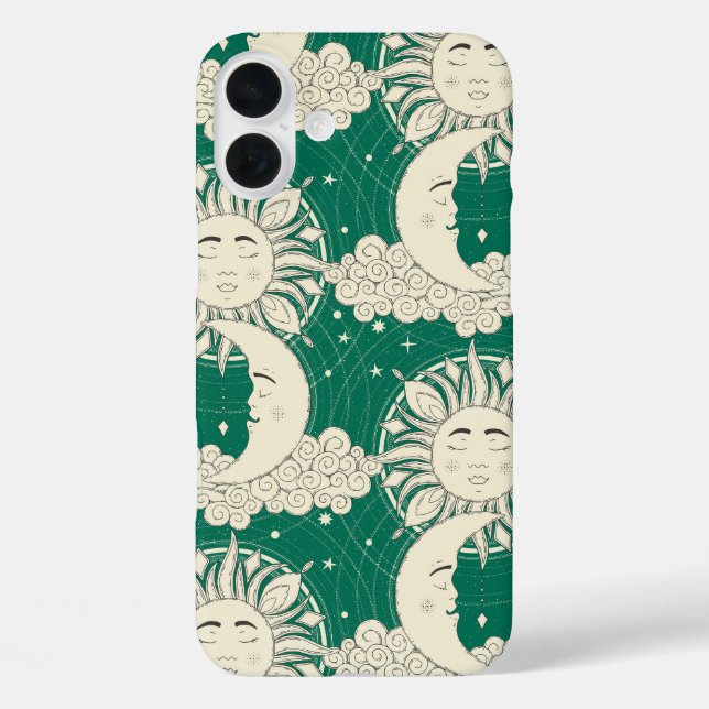 bohemianische Träume grün iPhone 16 Plus Hülle (Rückseite)