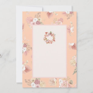 Bohemianischer Blumenkranz Karamell Hochzeitseinla Einladung
