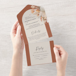 Bohemianisches Pampasgras-Hochzeit All In One Einladung