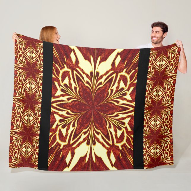 Bohemisch Abstrakt Golden Orange Jasmine Floral Fleecedecke (Beispiel)