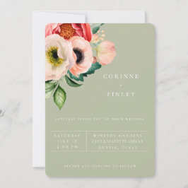 Bohemisch Blooms Dusty Olive Wedding Einladung