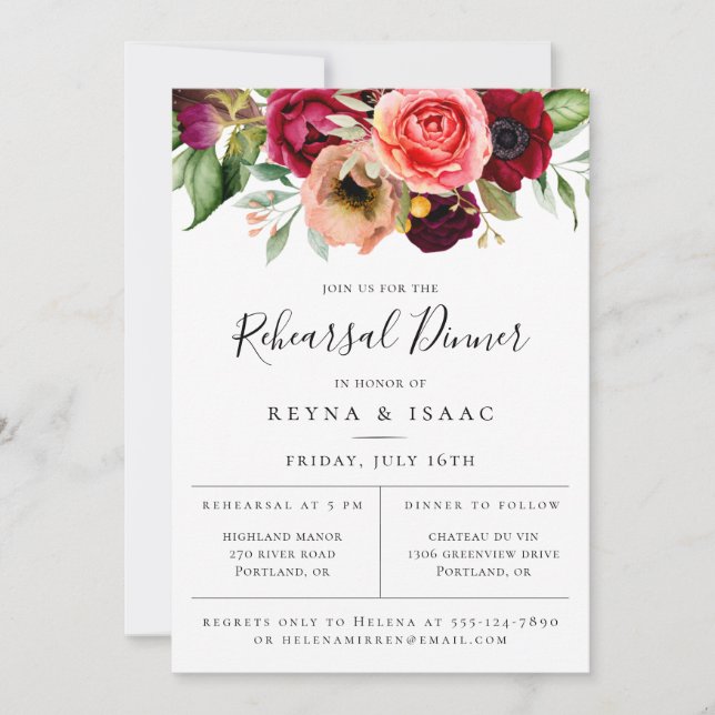 Bohemisch Blooms Probe Abendessen Ankündigung (Vorderseite)