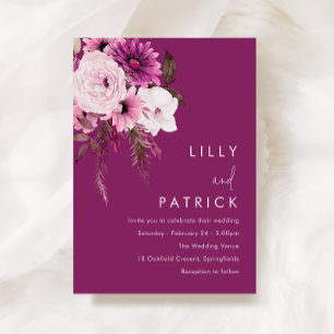 Bohemisch Blush & Berry Floral Wedding Einladung