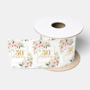 Bohemisch Blush Rose Eukalyptus Gold 50. Geburtsta Satinband