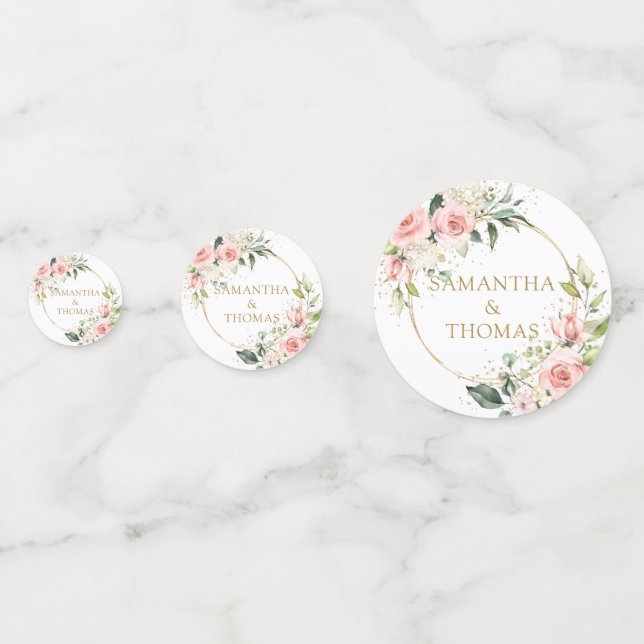 Bohemisch Blush Rose Eukalyptus Goldhochzeit Konfetti (Vorderseiten)