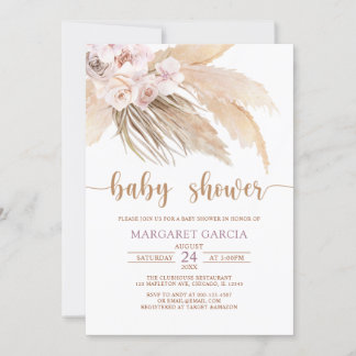 Bohemisch Boho Pampas Grass Baby Dusche Einladung