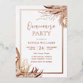 Bohemisch Boho Quinceanera Party Rose Gold Folieneinladung