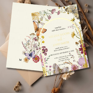 Bohemisch Boho Wildblume Wedding Folieneinladung