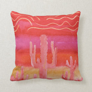 Bohemisch BOHO Wüste Saguaro Cactus Watercolor Kissen