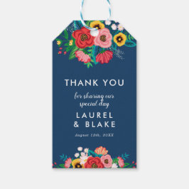 Bohemisch Bouquet - Navy Blue - Danke Geschenkanhänger