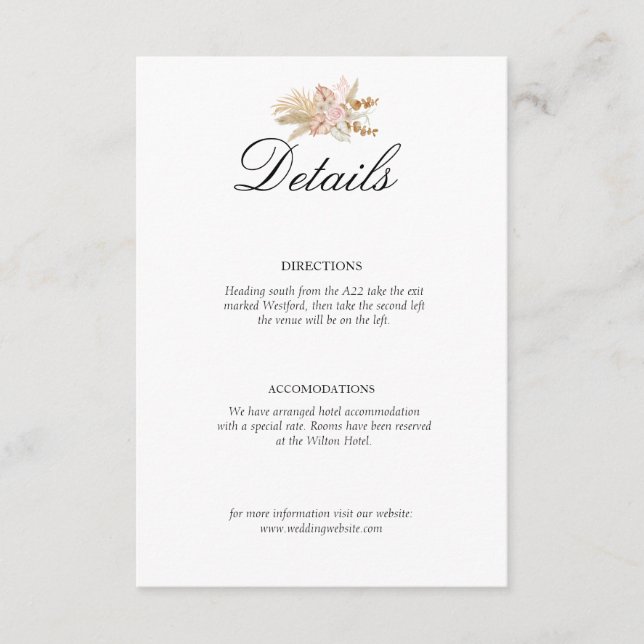 Bohemisch-Chic-Blumenhochzeit Begleitkarte (Vorderseite)