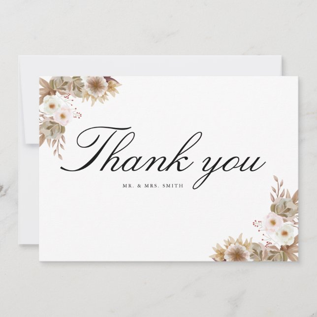 Bohemisch-Chic-Blumenhochzeit Dankeskarte (Vorderseite)
