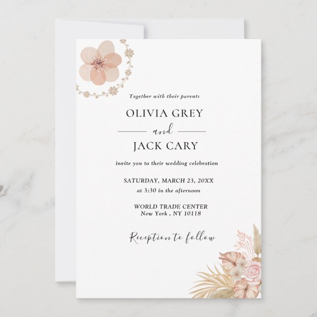 Bohemisch-Chic-Blumenhochzeit Einladung (Vorderseite)