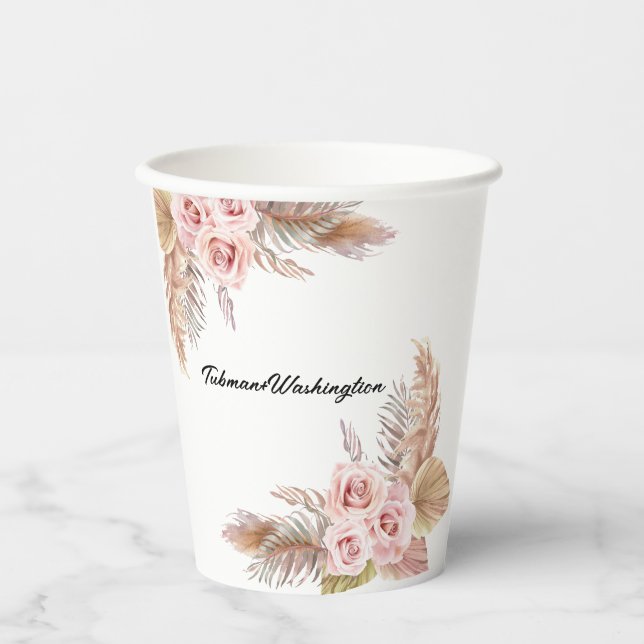 Bohemisch-Chic-Blumenschild Pappbecher (Vorderseite)