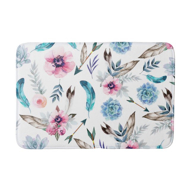 Bohemisch Chic Floral Boho Girl Badematte (Vorderseite)