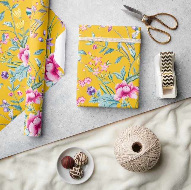 Bohemisch-Chic Floral & Butterfisch Umschlagpapier Geschenkpapier (Kunsthandwerk)